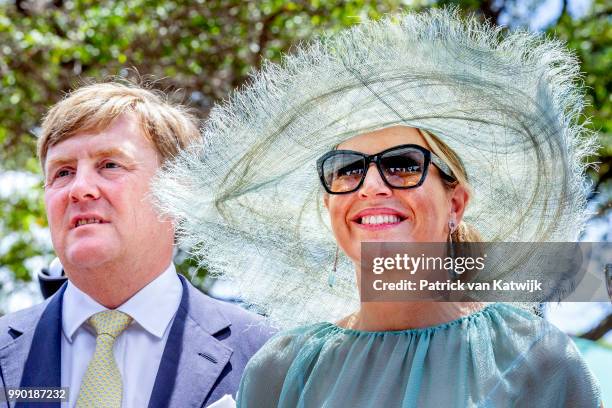 King Willem-Alexander of The Netherlands and Queen Maxima of The Netherlands visits Curacao during the Dia di Bandera celebrations on July 2, 2018 in...