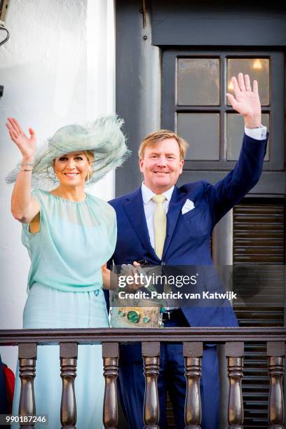 King Willem-Alexander of The Netherlands and Queen Maxima of The Netherlands visits Curacao during the Dia di Bandera celebrations on July 2, 2018 in...