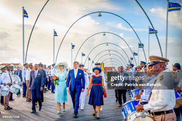 King Willem-Alexander of The Netherlands and Queen Maxima of The Netherlands visits Curacao during the Dia di Bandera celebrations on July 2, 2018 in...