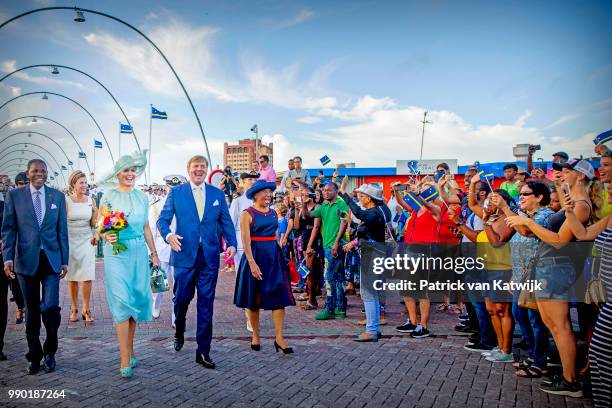 King Willem-Alexander of The Netherlands and Queen Maxima of The Netherlands visits Curacao during the Dia di Bandera celebrations on July 2, 2018 in...