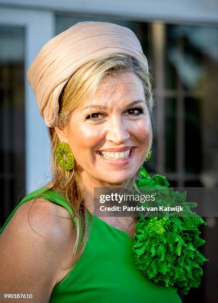 Queen Maxima of The Netherlands visits Excel Arts Academy during the Dia di Bandera celebrations on July 2, 2018 in Willemstad, Curacao. Excel Arts...