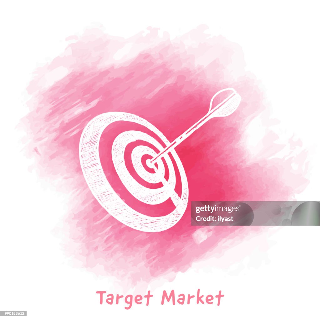 Target Duddle Target Market Doodle Watercolor Background High-Res Vector Graphic ...