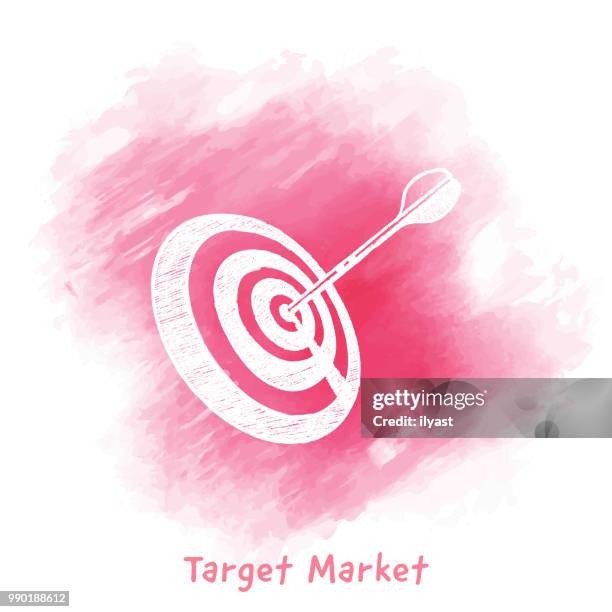 target market doodle watercolor background - archery target stock illustrations