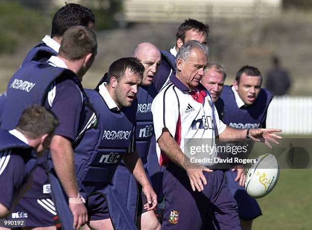 Phil Larder, the Lions defence coach of the Bitish Lions in action during training held at Bruce Stadium in Canberra, Australia. Mandatory Credit:...