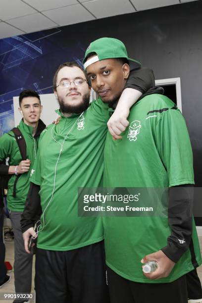 OFAB and Speedbrook of Celtics Crossover Gaming poses for image before game between Heat Check Gaming and Knicks Gaming on June 23, 2018 at the NBA...