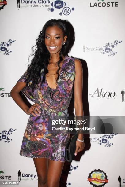 Model Monique Stateena from "Americai's Next Top Model" poses for photos during "Le Moulin Rouge, A Night In Paris" Black-Tie Gala at the Alhambra...