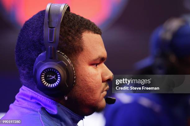 NateKahl of Knicks Gaming looks on during game against Heat Check Gaming on June 23, 2018 at the NBA 2K League Studio Powered by Intel in Long Island...