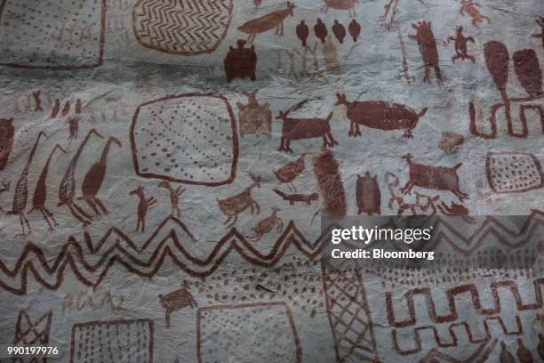 Rock art is seen at the Chiribiquete National Park, Colombia, on Monday, July 2, 2018. The United Nations announced that the 2.7 million hectaacres...