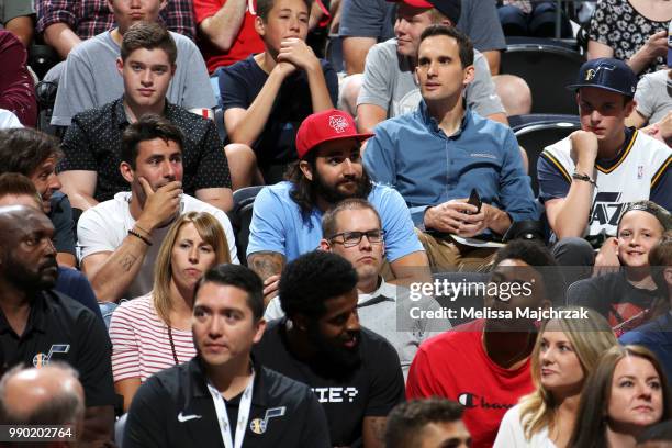 Ricky Rubio of the Utah Jazz attends the game between Utah Jazz and San Antonio Spurs during the 2018 Summer League at the Vivint Smart Home Arena on...