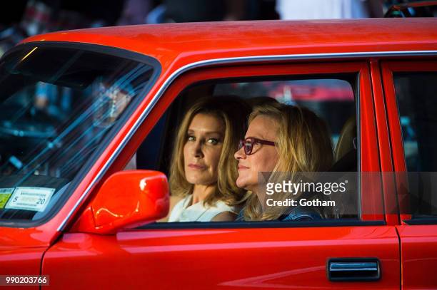 Felicity Huffman and Patricia Arquette are seen filming 'Otherhood' in Tribeca on July 2, 2018 in New York City.