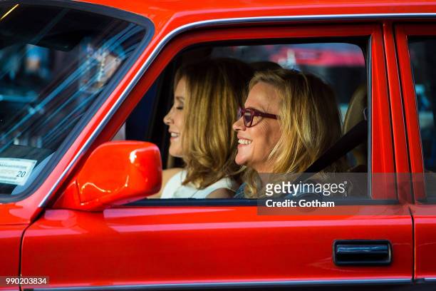 Felicity Huffman and Patricia Arquette are seen filming 'Otherhood' in Tribeca on July 2, 2018 in New York City.