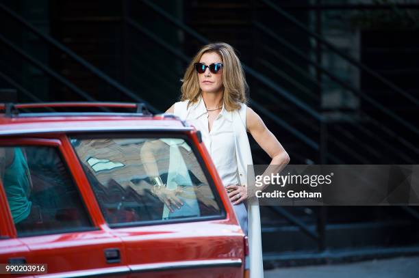 Felicity Huffman is seen filming 'Otherhood' in Tribeca on July 2, 2018 in New York City.