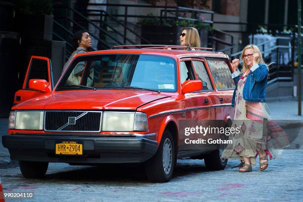 Angela Bassett, Felicity Huffman and Patricia Arquette are seen filming 'Otherhood' in Tribeca on July 2, 2018 in New York City.