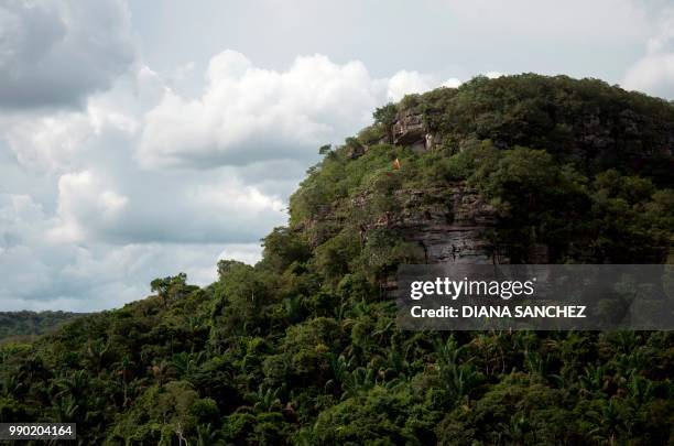 View of the Cerro Azul, in the Serrania La Lindosa -which had been declared Protected Archaeological Site of Colombia last May- in the Amazonian...