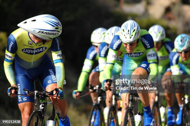 Giro D'Italia, Stage 1 Team Liquigas , Di Luca Danilo , Gasparotto Enrico , Miholjevic Vladimir , Nibali Vincenzo , Noe Andrea , Pellizotti Franco ,...
