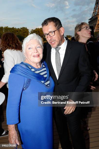 Line Renaud and Dany Boon attend Line Renaud's 90th Anniversary on July 2, 2018 in Paris, France.