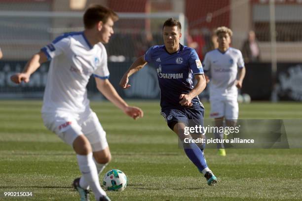 Schalke's Jewgeni Konopljanka in action during the soccer friendly between FC Schalke 04 and KRC Genk at the training camp in Benidorm, Spain,...