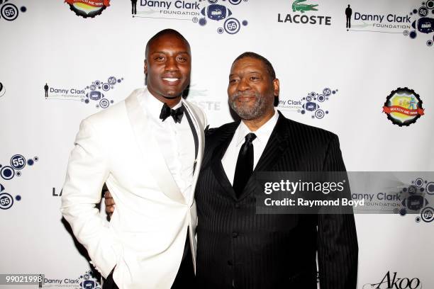 New York Giants football player Danny Clark and his father, Daniel Clark poses for photos during "Le Moulin Rouge, A Night In Paris" Black-Tie Gala...