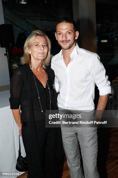 Claire Chazal and Vincent Dedienne attend Line Renaud's 90th Anniversary on July 2, 2018 in Paris, France.