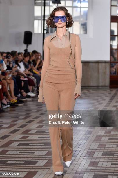 Giedre Dukauskaite walks the runway during the Acne Studios Womenswear Spring Summer 2019 during the Paris Fashion Week on July 1, 2018 in Paris,...