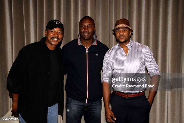 Actor and director Robert Townsend, New York Giants football player Danny Clark and actor Hosea Chanchez poses for photos at the W Hotel during the...