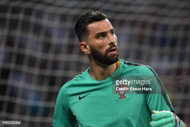 Rui Patricio of Portugal warms up prior to during the 2018 FIFA World Cup Russia Round of 16 match between Uruguay and Portugal at Fisht Stadium on...