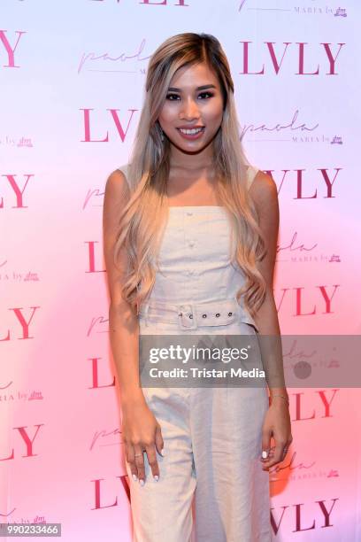 Kisu attends the 'Lvly' care series launch by Paola Maria and DM Drugstore at Invalidenstrasse on July 2, 2018 in Berlin, Germany.