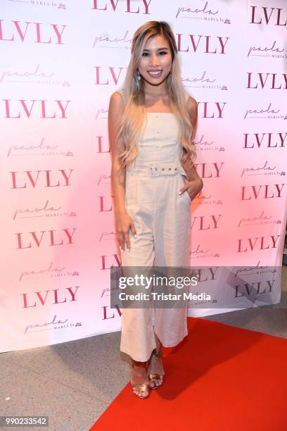 Kisu attends the 'Lvly' care series launch by Paola Maria and DM Drugstore at Invalidenstrasse on July 2, 2018 in Berlin, Germany.