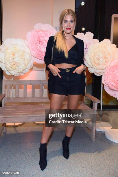 Mrs Bella attends the 'Lvly' care series launch by Paola Maria and DM Drugstore at Invalidenstrasse on July 2, 2018 in Berlin, Germany.