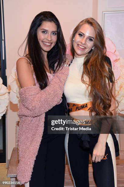 Ana Lisa Kohler and Lisa-Marie Schiffner attend the 'Lvly' care series launch by Paola Maria and DM Drugstore at Invalidenstrasse on July 2, 2018 in...