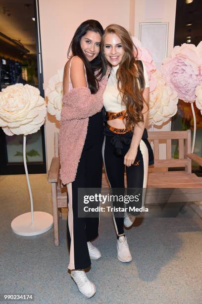 Ana Lisa Kohler and Lisa-Marie Schiffner attend the 'Lvly' care series launch by Paola Maria and DM Drugstore at Invalidenstrasse on July 2, 2018 in...