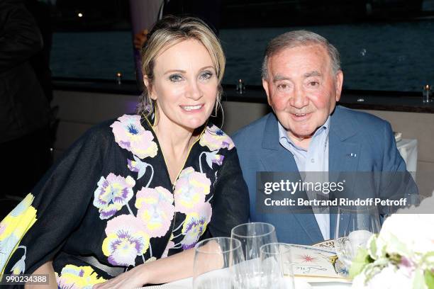 Patricia Kaas and Levon Sayan attend Line Renaud's 90th Anniversary on July 2, 2018 in Paris, France.