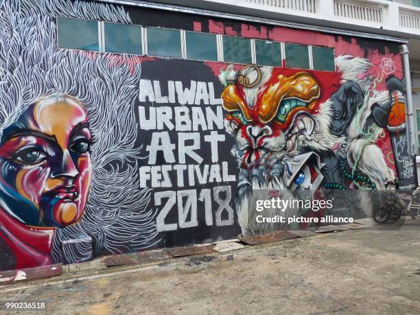 Graffity advertises for a festival for urban art in Singapore, Singapore, 28 December 2018. While illegal graffiti sprayings are regarded as petty...