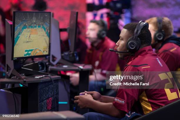 Of Cavs Legion Gaming Club focuses during the game against Knicks Gaming on JUNE 29, 2018 at the NBA 2K League Studio Powered by Intel in Long Island...