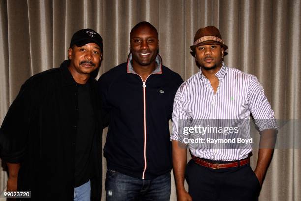 Actor and director Robert Townsend, New York Giants football player Danny Clark and actor Hosea Chanchez poses for photos at the W Hotel during the...