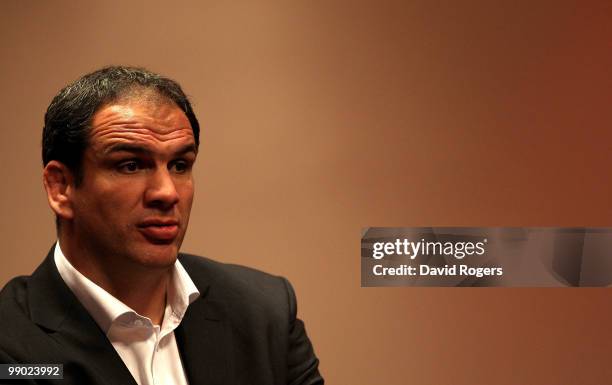 Martin Johnson, the England team manager, talks to the media at a conference held at Twickenham on May 11, 2010 in Twickenham, England.