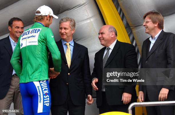 Tour De France 2007, Stage 2Podium, Boonen Tom Green Jersey, Prins Prince Filip, Daniel Termont Mayor Burgemeester Of Gent City Celebration Joie...