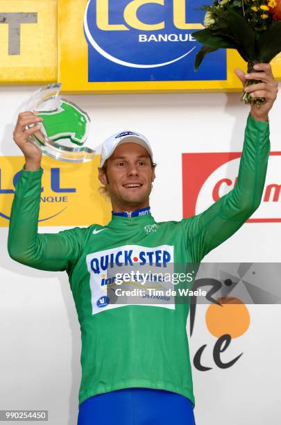 Tour De France 2007, Stage 2Podium, Boonen Tom Green Jersey, Celebration Joie Vreugde, Dunkerque - Gent , Duinkerke, Ronde Van Frankrijk, Etape Rit,...