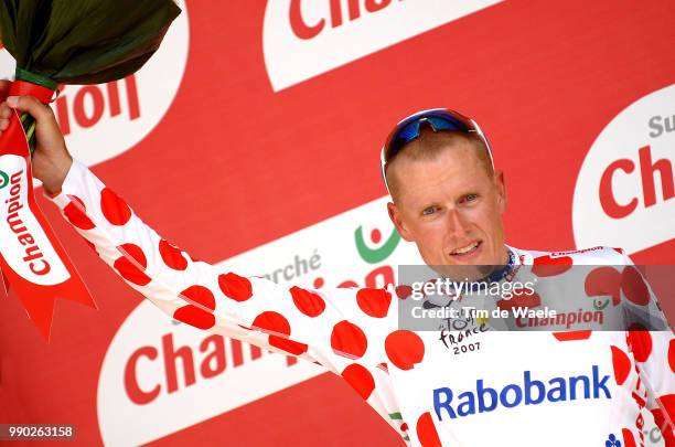 Tour De France 2007, Stage 9Podiuml, Rasmussen Michael Mountain Jersey Maillot A Pois Montagne Bergtrui Bolletjestrui, Celebration Joie Vreugde...