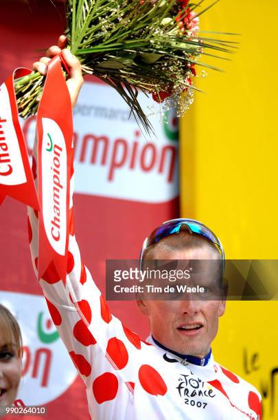 Tour De France 2007, Stage 10Podium, Rasmussen Michael Mountain Jersey Maillot Montagne Bergtrui Bolletjestrui, Celebration Joie Vreugde /Tallard -...