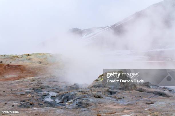 namafjall hverir mud pots - namafjall stock pictures, royalty-free photos & images