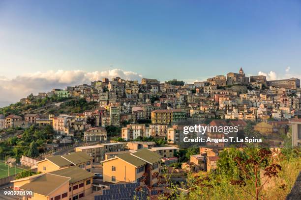 castiglione di sicilia at dusk - castiglione di sicilia stock pictures, royalty-free photos & images