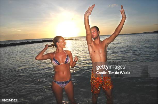 Tom Boonen + Sofie, Curacao Hollidaystom Boonen , Sofie Van Vliet Dauchter Fille Dochter Leo Van Vliet /Amstel Curacoa Race, Tim De Waele