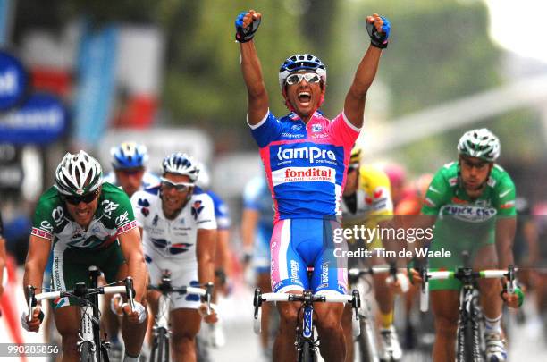 Tour De France 2007, Stage 20Arrival, Bennati Daniele Celebration Joie Vreugde, Hushovd Thor , Boonen Tom Green Jersey /Marcoussis - Paris...