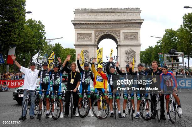 Tour De France 2007, Stage 20Team Discovery Channel , Yates Sean Sportsdirector, Demol Dirk Sportsdirector, Leipheimer Levi , Contador Alberto Yellow...