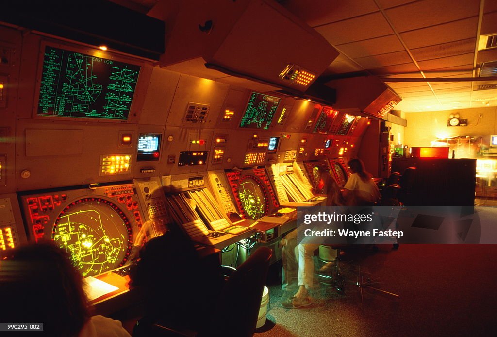 Air traffic radar control room (long exposure)