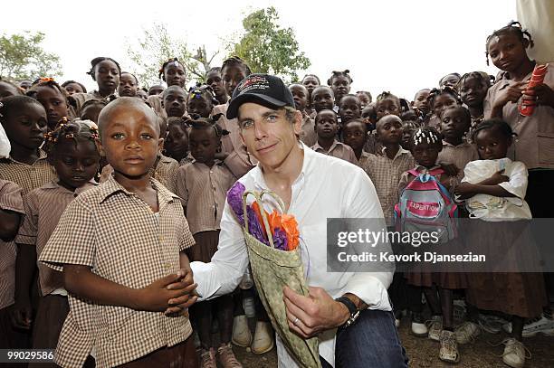 Actor\Director Ben Stiller meets with Save the Children to discuss his school-rebuilding and community revitalization project on April 13, 2010 in...