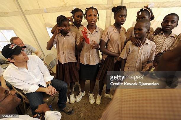 Actor\Director Ben Stiller meets with Save the Children to discuss his school-rebuilding and community revitalization project on April 13, 2010 in...