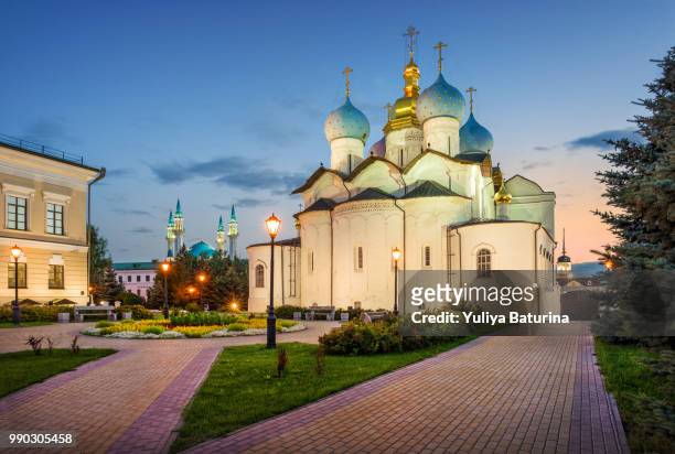 cathedral of the annunciation in kazan kremlin - annunciation cathedral stock pictures, royalty-free photos & images