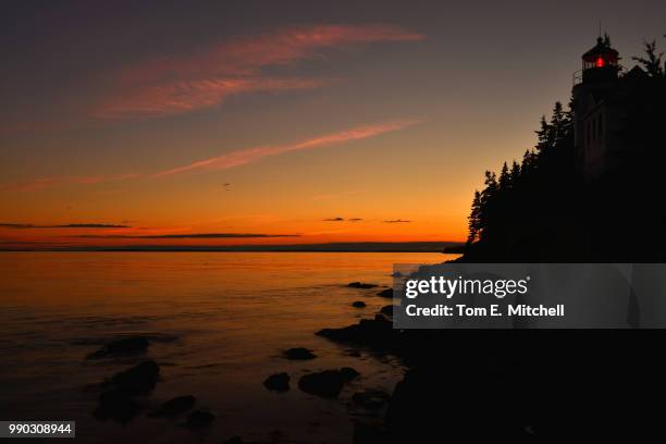 bass harbor lighthouse august 7th. - bass harbor stock pictures, royalty-free photos & images